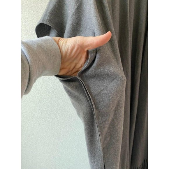 Charming Charlie Gray Fringe Kimono OS New - Picture 4 of 7